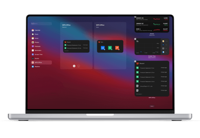 Mac 版 WPS Office 支援多種 Widget