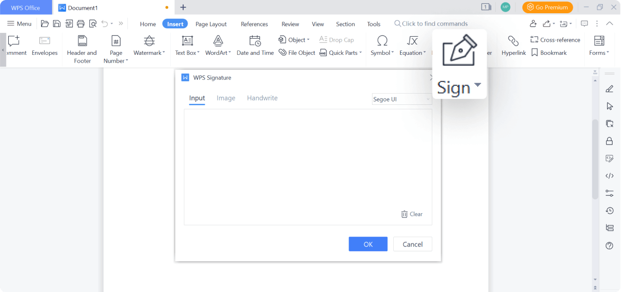 使用 WPS 寫入器在 Word 文件中新增簽名